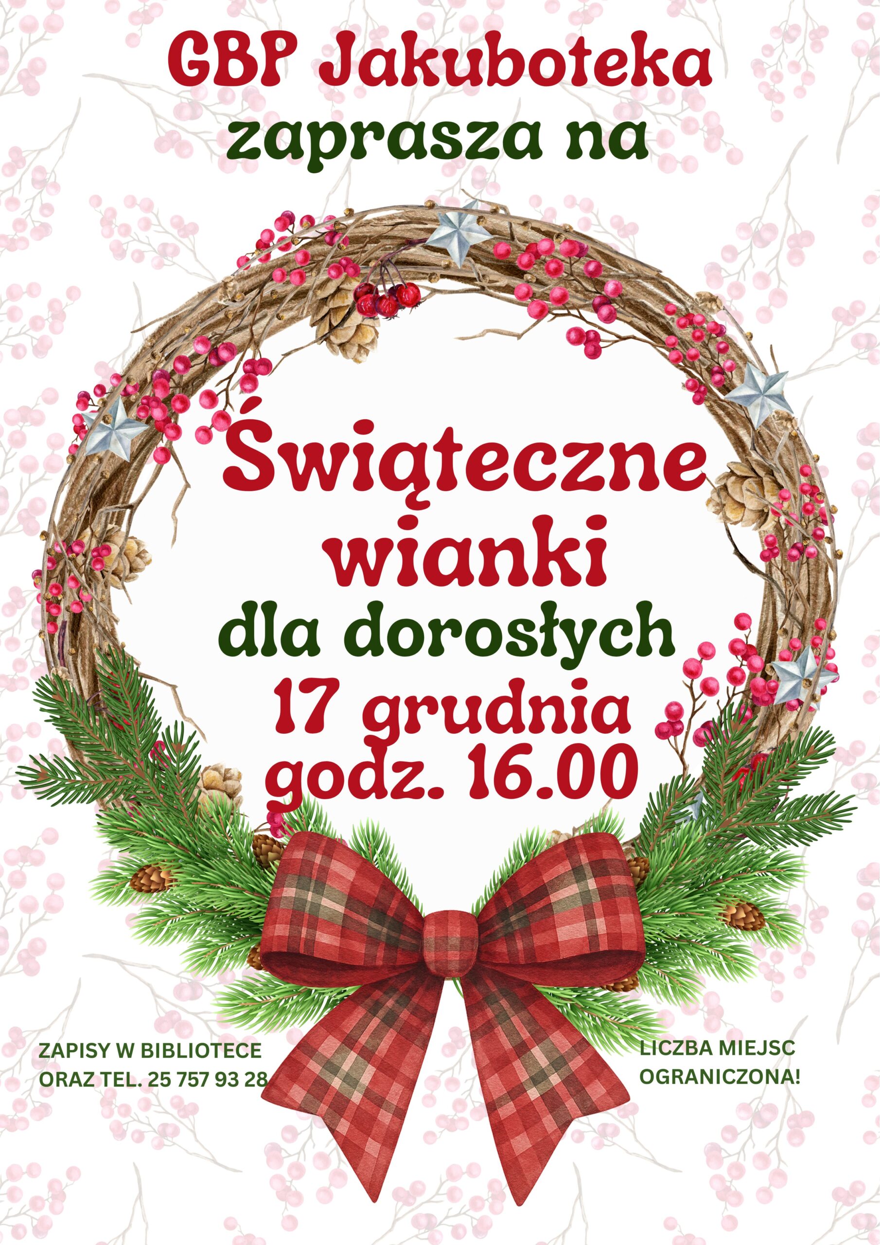 Plakat informacyjny, zaproszenie na warsztaty dla dorosłych