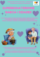 Plakat informujący o konkursie Superbohaterowie babcia i dziadek