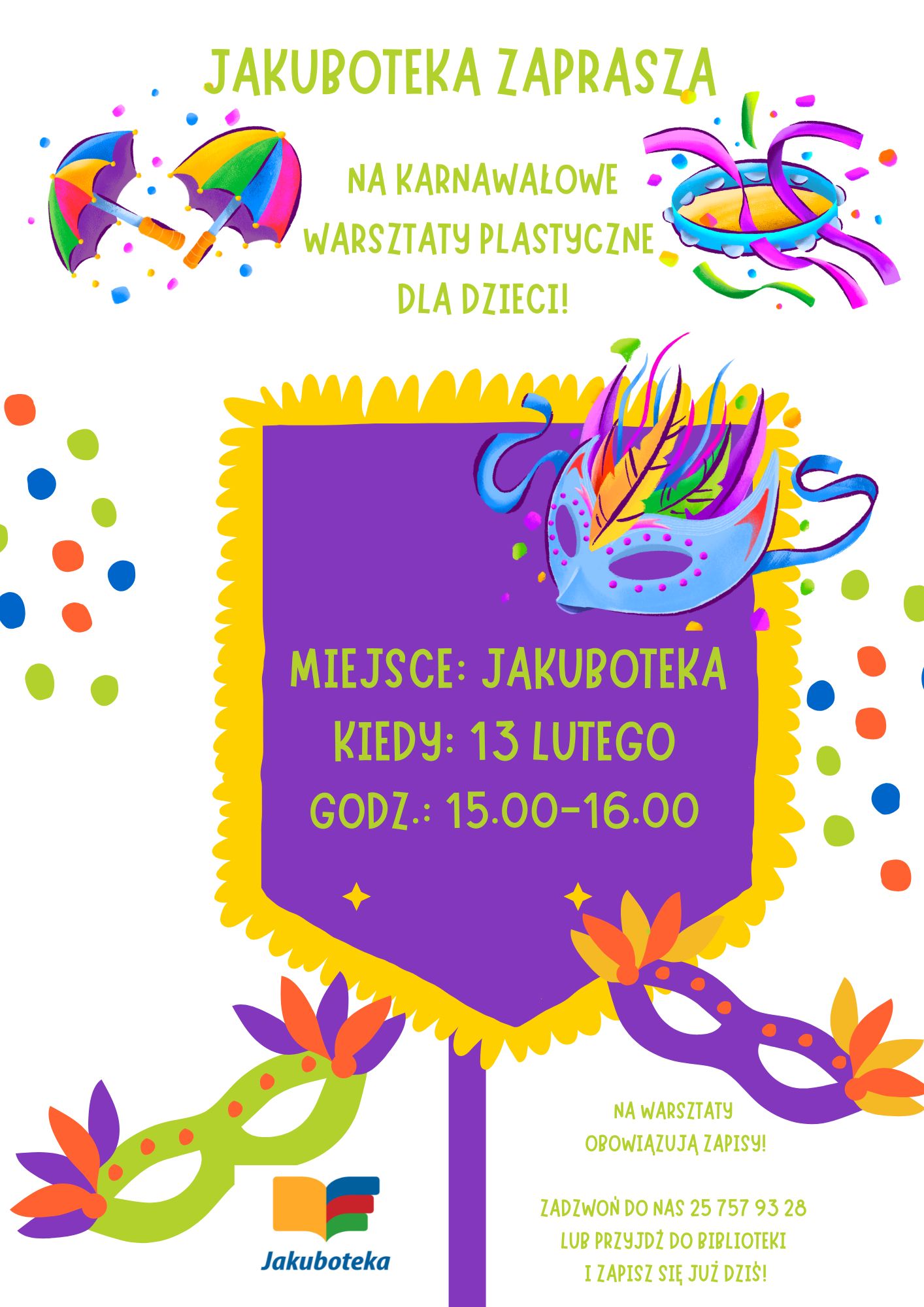 Plakat zapraszający na warsztaty dla dzieci