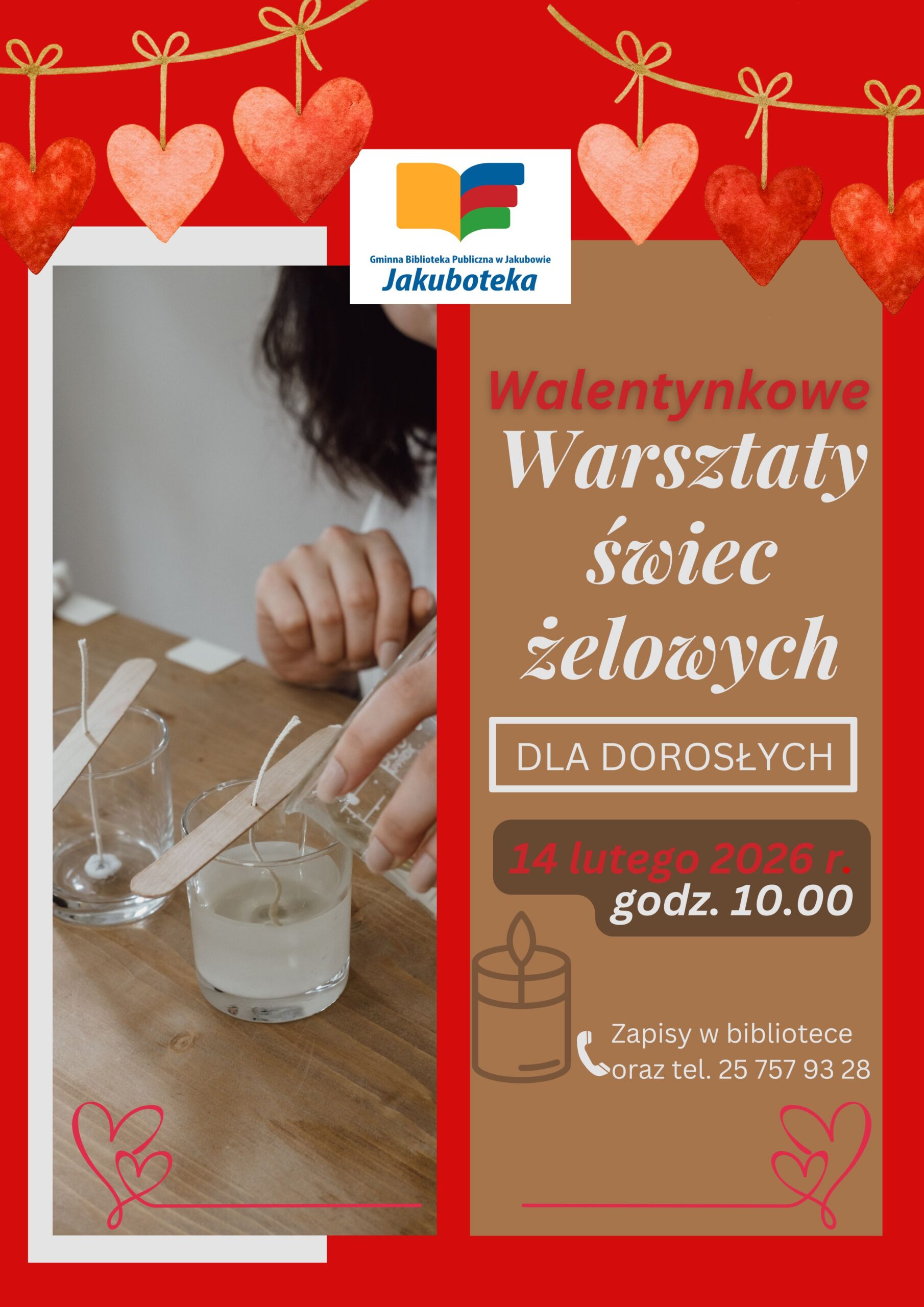Plakat o warsztatach świec żelowych.
