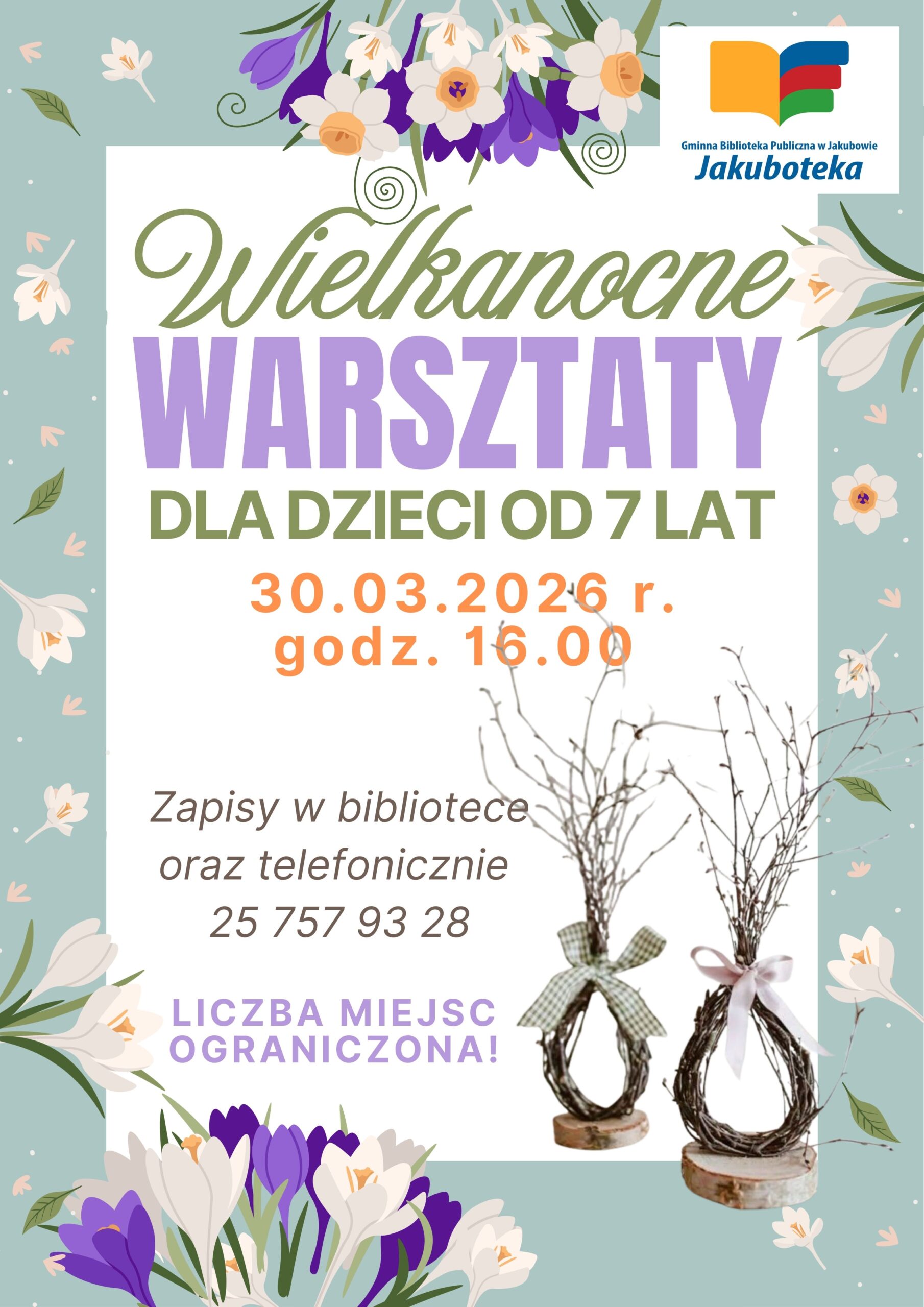 Plakat: Wielkanocne warsztaty dla dzieci.