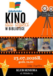 Plakat o seansie filmowym dla dzieci.