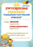 Plakat o zwycięzcach konkursu.
