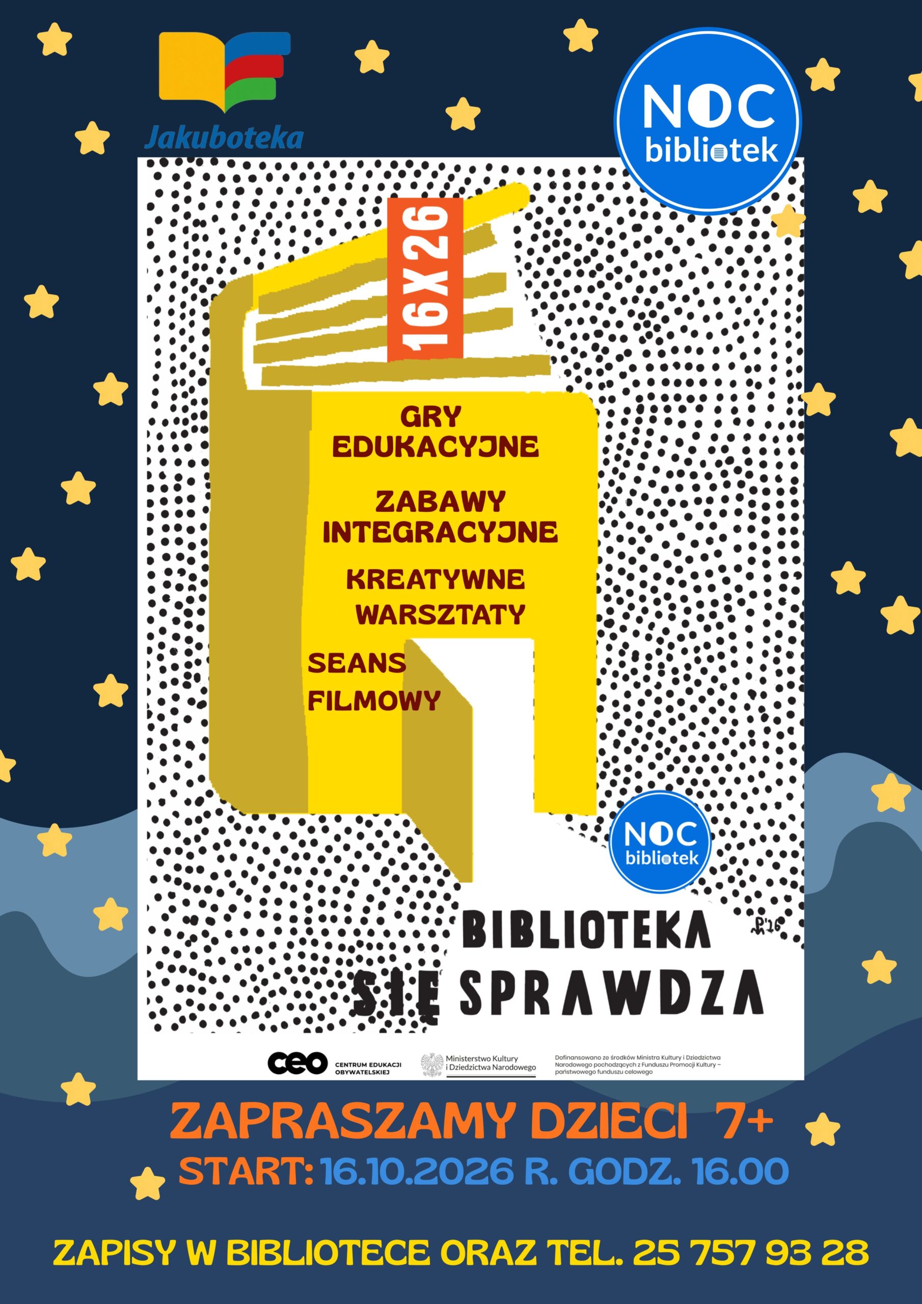 Plakat o nocy bibliotek